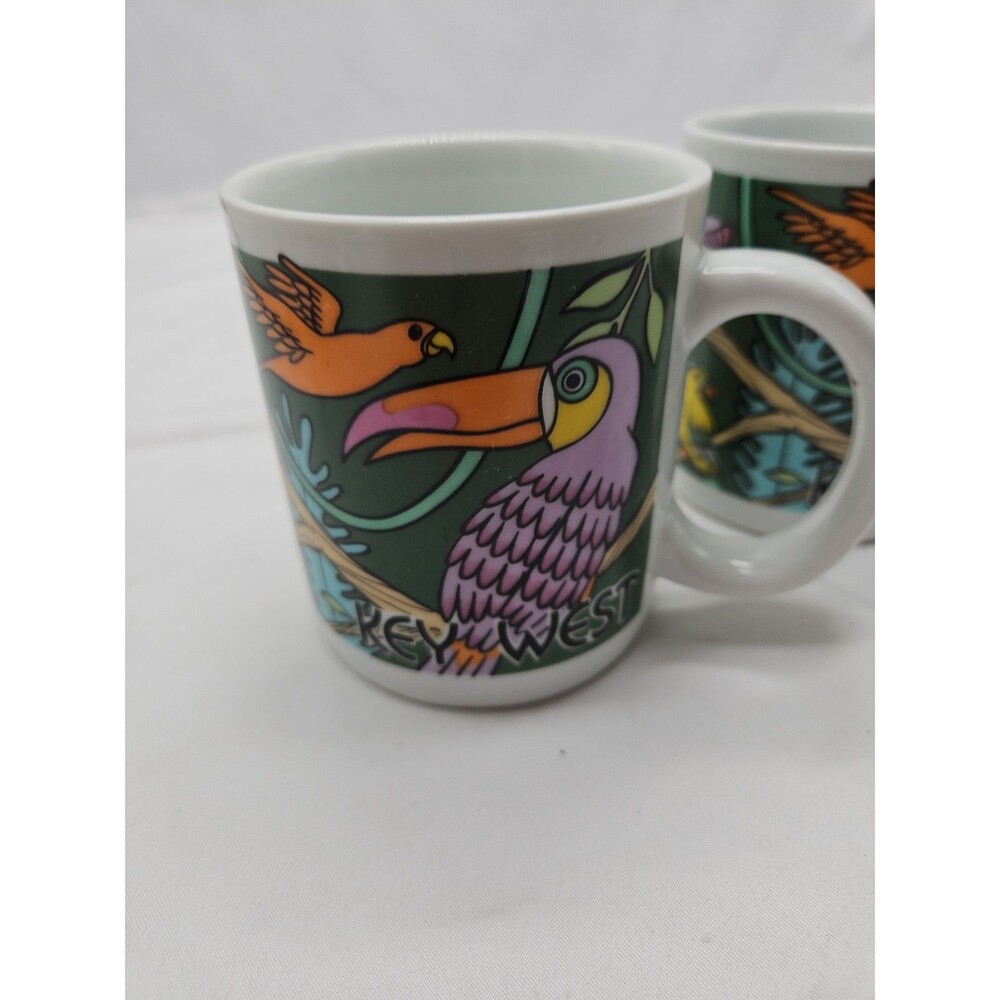 Set of 2  Key West Vintage 1993 Coffee Mugs  Tropical Birds